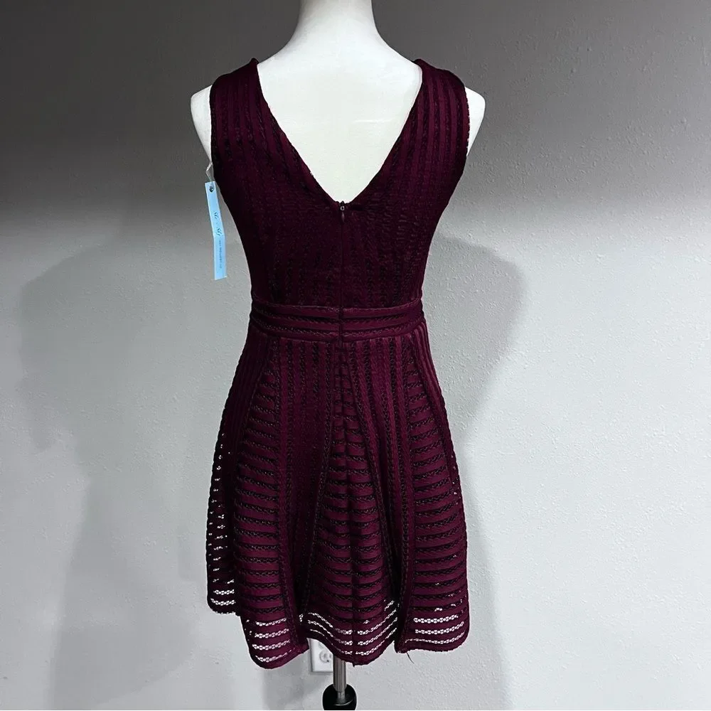 She + Sky Plum Textured Fit-and-Flare Mini Dress